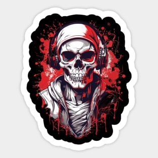 Cool Skeleton-Skull Headphones Sticker